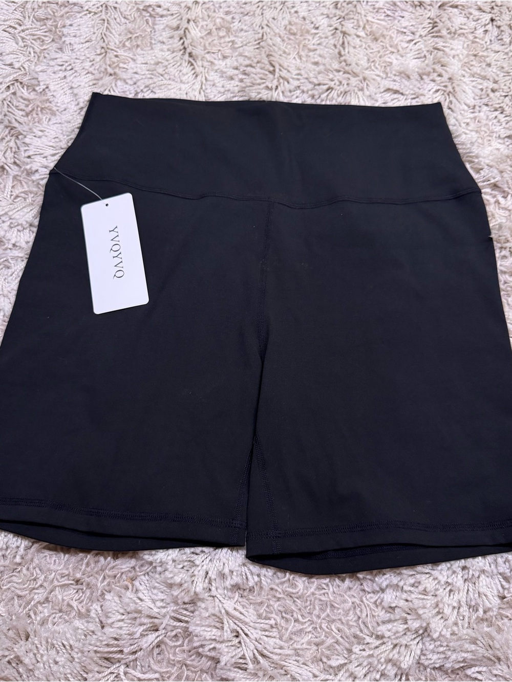 YYQYVQ Essential Biker Shorts Womens XL Black 6” High Rise Pocket NWT